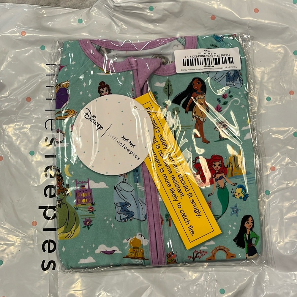 Little Sleepies Disney Princess Zippy 12-18 Month